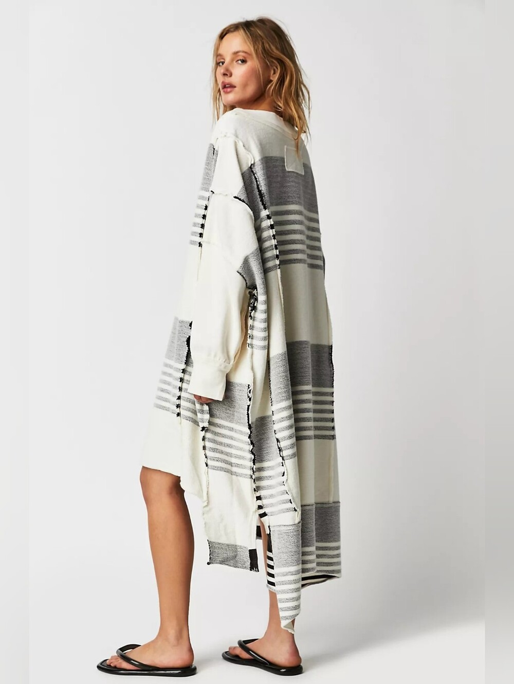 We The Free White Off The Shelf Rev. Maxi Sweatshirt, XS Raw Seam, Oversized